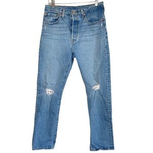 Levi’s 501 Original Fit Distressed Ripped Knee Button Fly Jeans